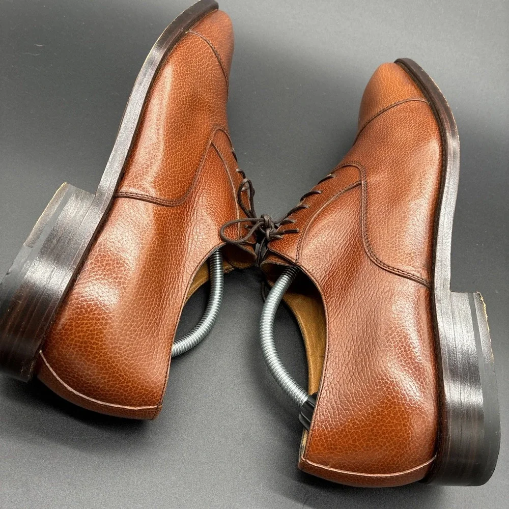 Moreschi Cap Toe Oxford Dress Shoes Men's 11.5 Brown Pebbled Leather Italy